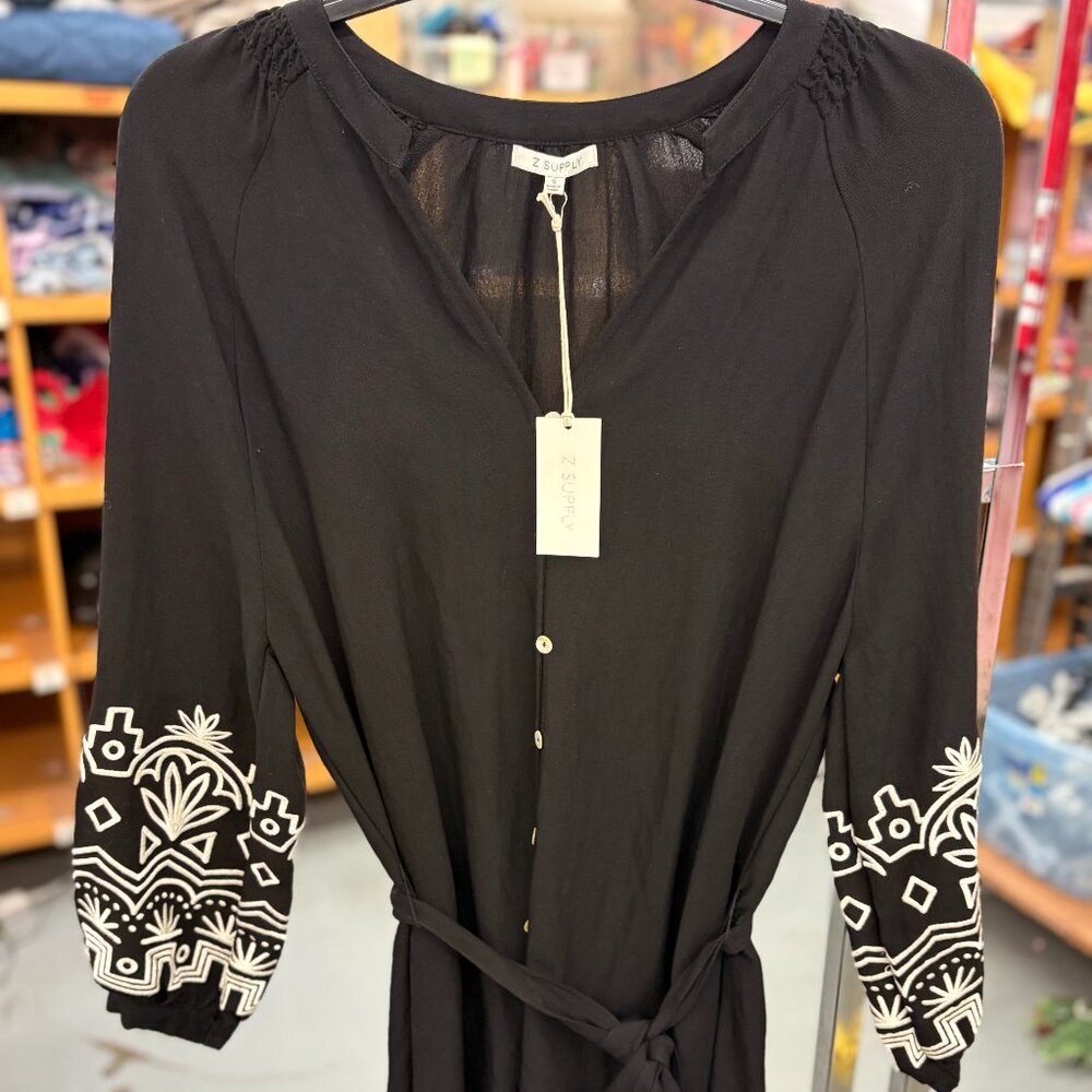 Malia Embroidered Mini Dress in Black